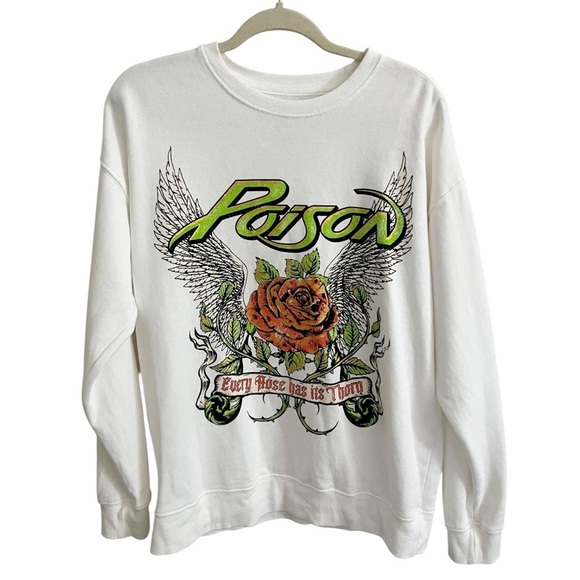 POISON Sweatshirt “Every Rose Has Its Thorn” by Goodie Two Sleeves Size XS - Picture 1 of 6